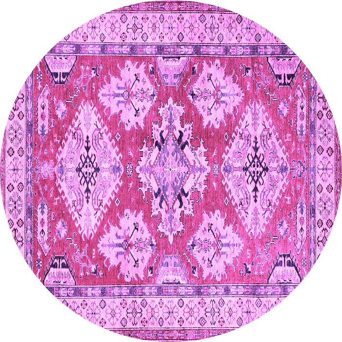 Round Geometric Purple Traditional Rug, tr3023pur
