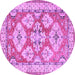 Round Geometric Purple Traditional Rug, tr3023pur