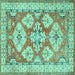 Square Geometric Turquoise Traditional Rug, tr3023turq