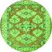 Square Geometric Green Traditional Rug, tr3023grn