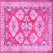 Square Machine Washable Geometric Pink Traditional Rug, wshtr3023pnk