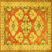 Square Geometric Yellow Traditional Rug, tr3023yw