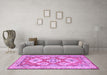 Machine Washable Geometric Purple Traditional Area Rugs in a Living Room, wshtr3023pur