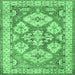 Square Machine Washable Geometric Emerald Green Traditional Area Rugs, wshtr3023emgrn