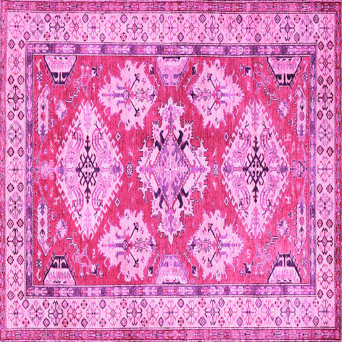 Square Geometric Pink Traditional Rug, tr3023pnk