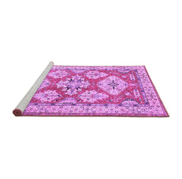 Sideview of Machine Washable Geometric Purple Traditional Area Rugs, wshtr3023pur