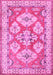 Machine Washable Geometric Pink Traditional Rug, wshtr3023pnk