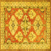 Square Machine Washable Geometric Yellow Traditional Rug, wshtr3023yw