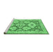 Sideview of Machine Washable Geometric Emerald Green Traditional Area Rugs, wshtr3023emgrn