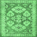 Square Geometric Emerald Green Traditional Rug, tr3023emgrn