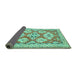 Sideview of Geometric Turquoise Traditional Rug, tr3023turq