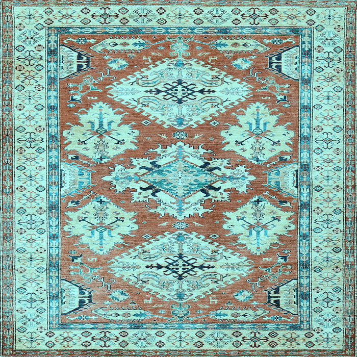 Square Geometric Light Blue Traditional Rug, tr3023lblu