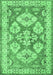 Machine Washable Geometric Emerald Green Traditional Area Rugs, wshtr3023emgrn