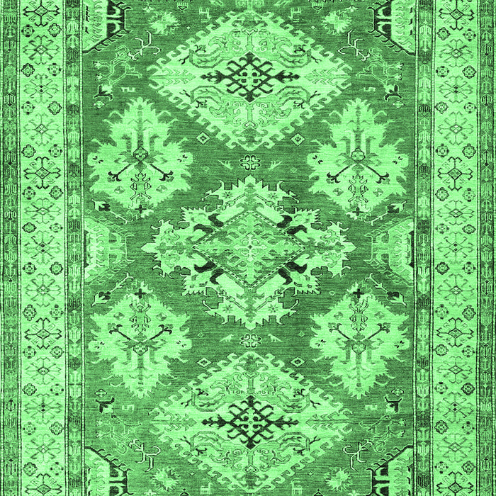 Machine Washable Geometric Emerald Green Traditional Area Rugs, wshtr3023emgrn