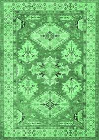 Geometric Emerald Green Traditional Rug, tr3023emgrn