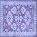 Square Machine Washable Geometric Blue Traditional Rug, wshtr3023blu