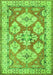 Serging Thickness of Machine Washable Geometric Green Traditional Area Rugs, wshtr3023grn