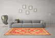Machine Washable Geometric Orange Traditional Area Rugs in a Living Room, wshtr3023org