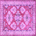 Square Machine Washable Geometric Purple Traditional Area Rugs, wshtr3023pur