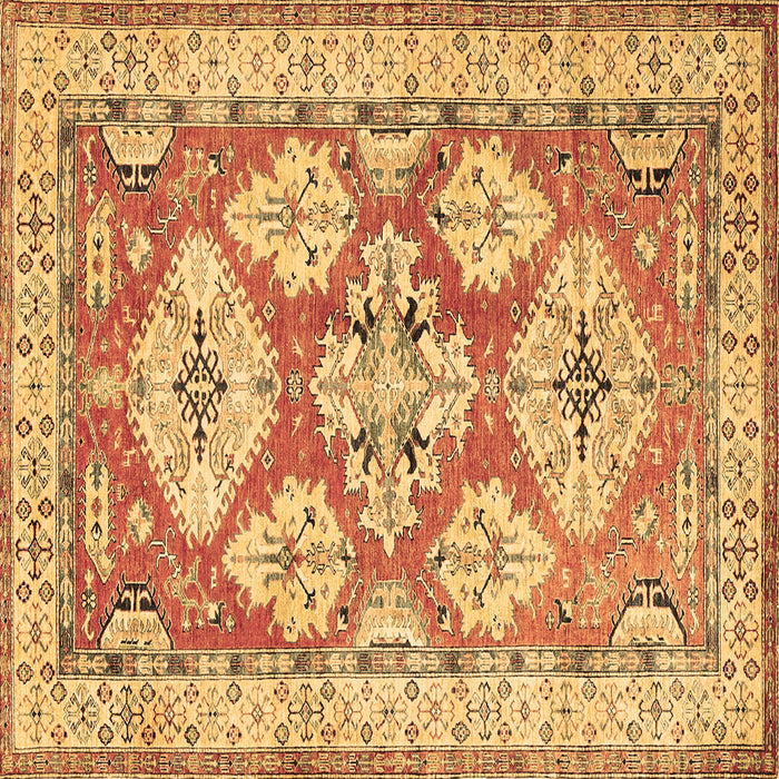 Square Geometric Brown Traditional Rug, tr3023brn