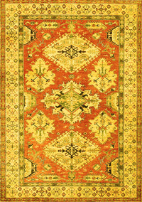 Geometric Yellow Traditional Rug, tr3023yw