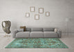 Machine Washable Persian Turquoise Traditional Area Rugs in a Living Room,, wshtr3024turq