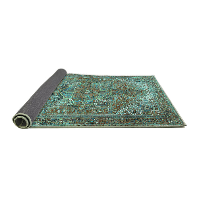 Sideview of Persian Turquoise Traditional Rug, tr3024turq