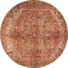 Round Persian Brown Traditional Rug, tr3024brn