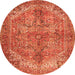 Machine Washable Persian Orange Traditional Area Rugs, wshtr3024org