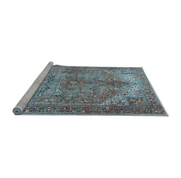 Sideview of Machine Washable Persian Light Blue Traditional Rug, wshtr3024lblu