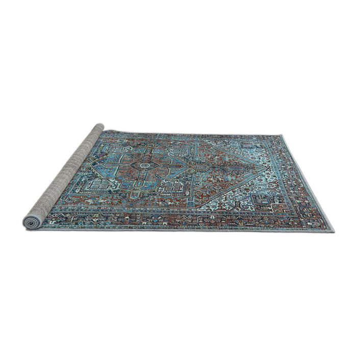 Sideview of Machine Washable Persian Light Blue Traditional Rug, wshtr3024lblu