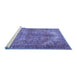 Sideview of Machine Washable Persian Blue Traditional Rug, wshtr3024blu