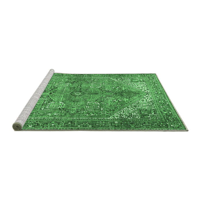 Sideview of Machine Washable Persian Emerald Green Traditional Area Rugs, wshtr3024emgrn