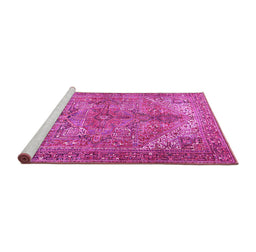 Sideview of Machine Washable Persian Pink Traditional Rug, wshtr3024pnk