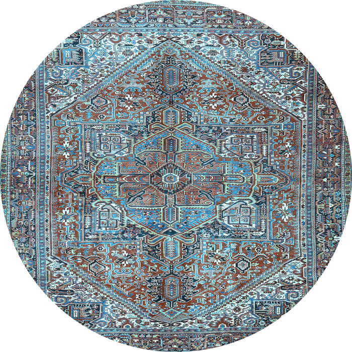 Round Machine Washable Persian Light Blue Traditional Rug, wshtr3024lblu