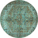 Round Persian Turquoise Traditional Rug, tr3024turq