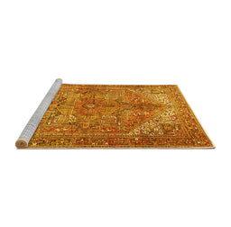 Sideview of Machine Washable Persian Yellow Traditional Rug, wshtr3024yw