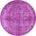 Round Machine Washable Persian Purple Traditional Area Rugs, wshtr3024pur