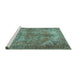 Sideview of Machine Washable Persian Turquoise Traditional Area Rugs, wshtr3024turq