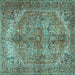 Square Persian Turquoise Traditional Rug, tr3024turq