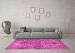 Machine Washable Persian Pink Traditional Rug in a Living Room, wshtr3024pnk