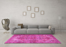 Machine Washable Persian Pink Traditional Rug in a Living Room, wshtr3024pnk