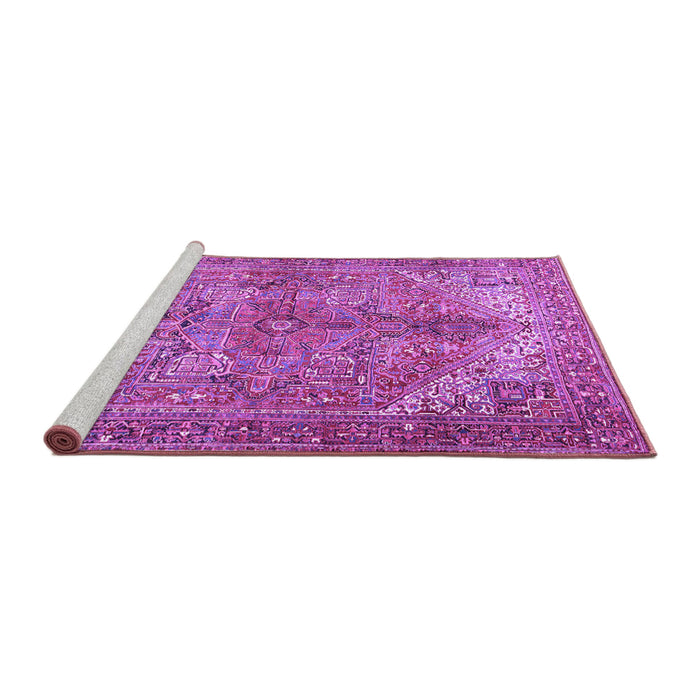 Sideview of Machine Washable Persian Purple Traditional Area Rugs, wshtr3024pur