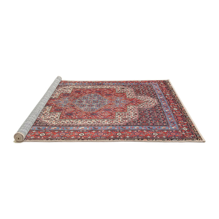 Sideview of Machine Washable Traditional Fire Brick Red Rug, wshtr3025