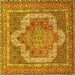 Square Machine Washable Medallion Yellow Traditional Rug, wshtr3025yw