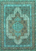 Machine Washable Medallion Turquoise Traditional Area Rugs, wshtr3025turq