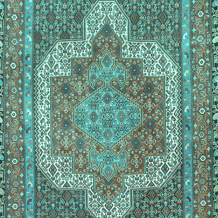 Machine Washable Medallion Turquoise Traditional Area Rugs, wshtr3025turq