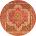 Square Medallion Orange Traditional Rug, tr3025org