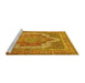 Sideview of Machine Washable Medallion Yellow Traditional Rug, wshtr3025yw