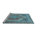 Sideview of Machine Washable Medallion Light Blue Traditional Rug, wshtr3025lblu